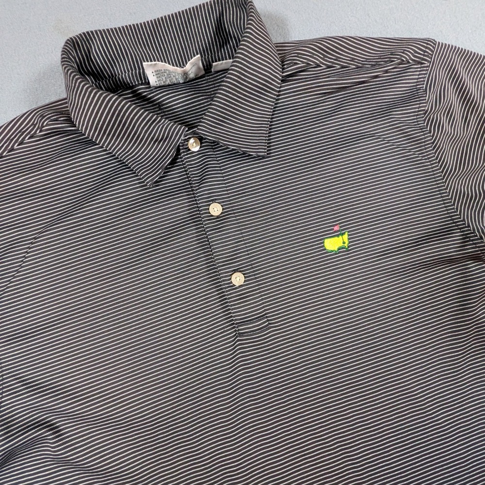 Masters Performance Golf Polo Shirt Mens Size Large Pinstripe Logo